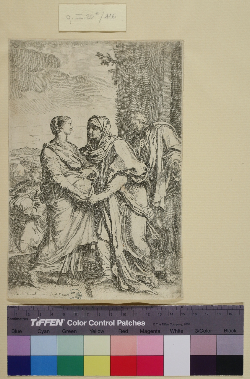 Visitazione, Visitazione (stampa smarginata) di Carlo Maratta o Maratti (metà sec. XVII)