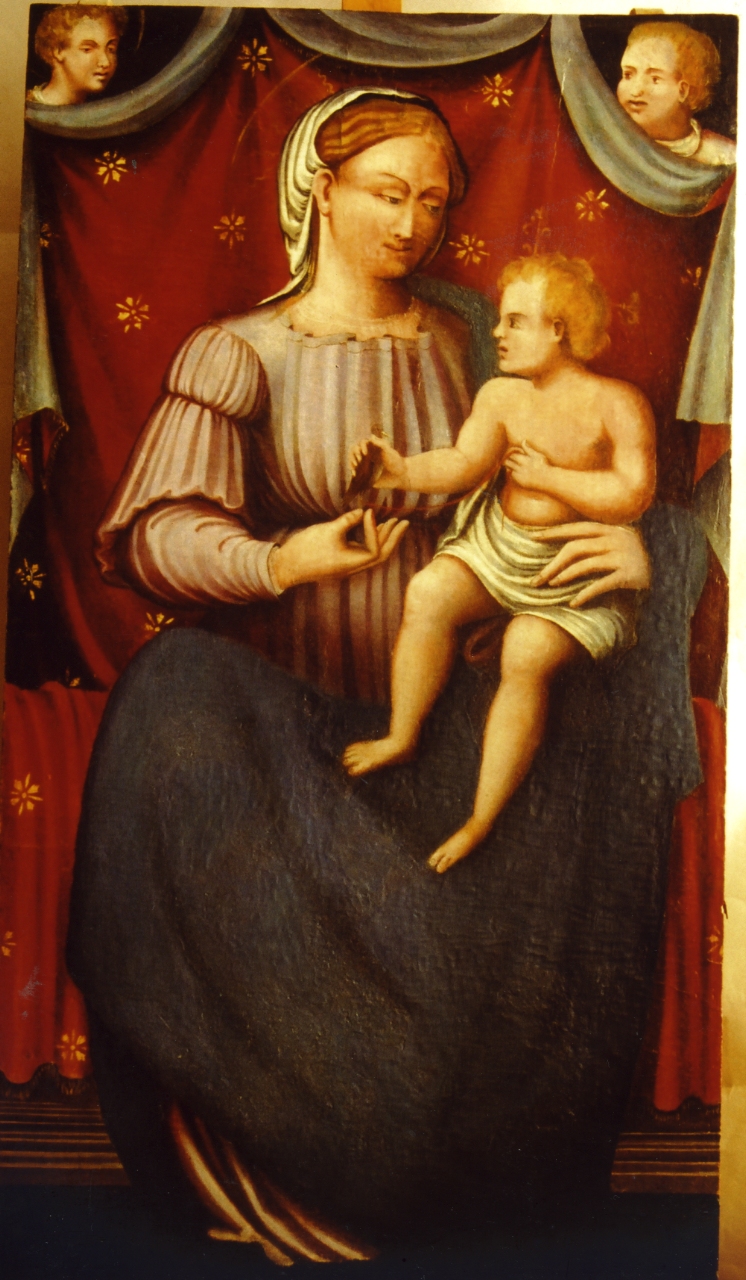 Madonna con Bambino in trono (scomparto di polittico, elemento d'insieme) - ambito sardo (ultimo quarto XVI)