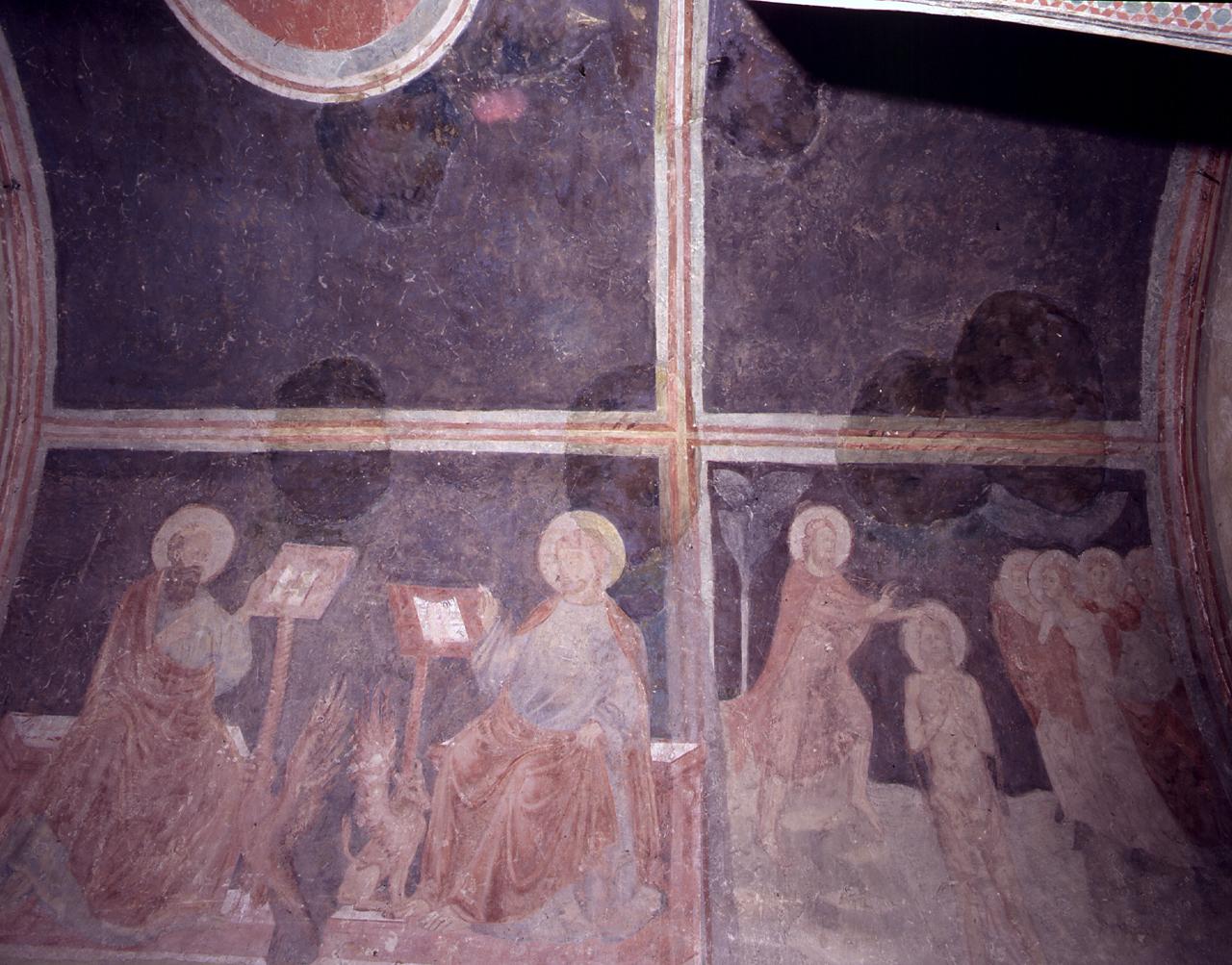 battesimo di Cristo/ Evangelisti/ Agnus Dei/ San Cristoforo (dipinto, ciclo) di Lippo di Benivieni (scuola) - ambito fiorentino (sec. XIV)