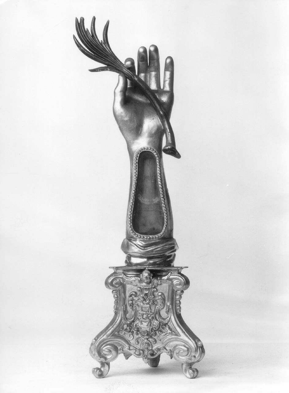 reliquiario antropomorfo - a braccio - bottega toscana (terzo quarto sec. XVIII)