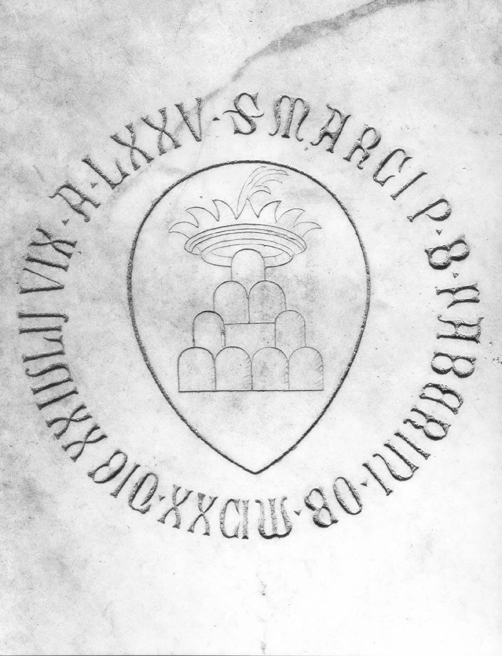 stemma gentilizio della famiglia Faberini (lapide tombale) - manifattura fiorentina (sec. XIX)