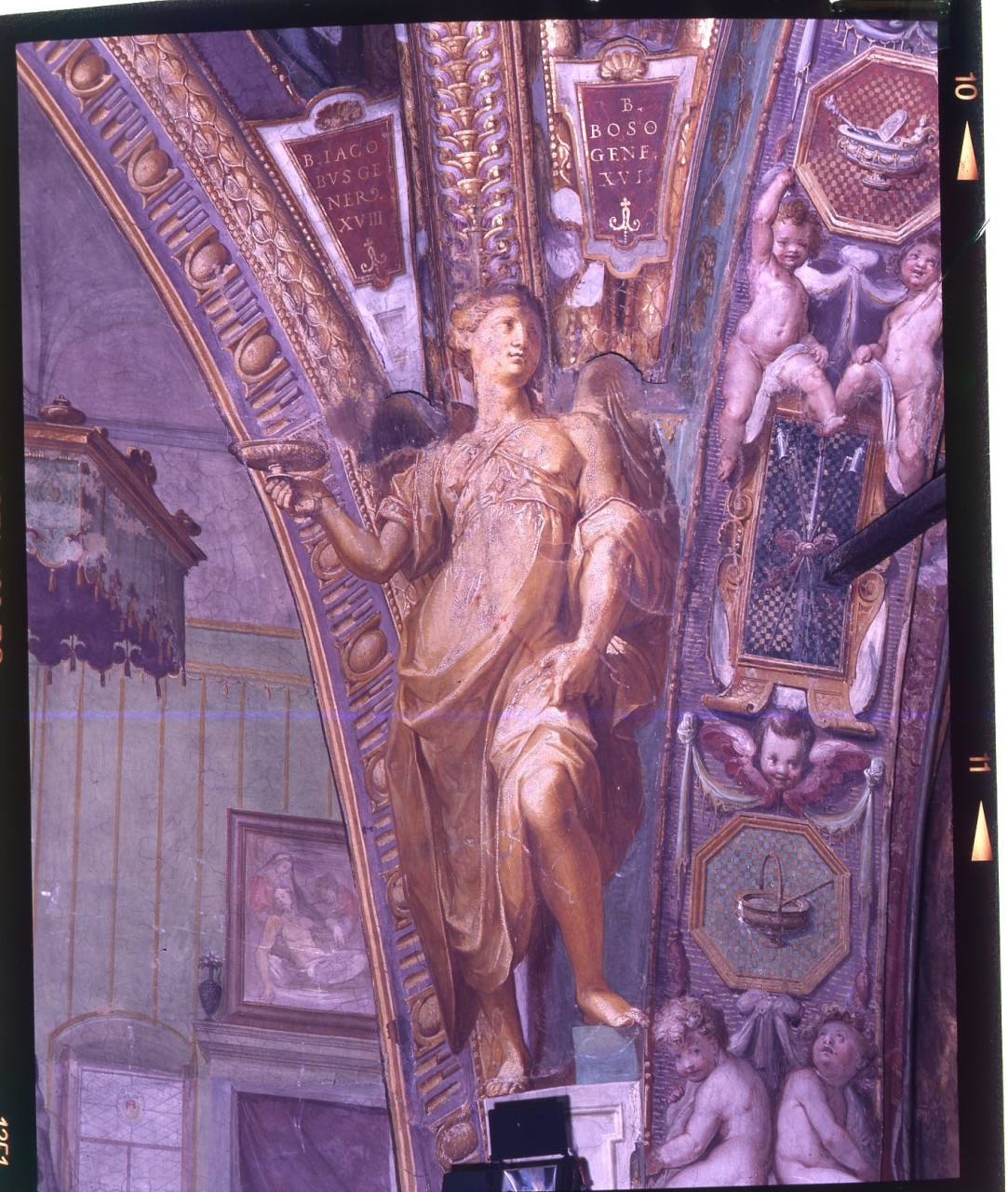 angelo con calice (dipinto murale) di Barbatelli Bernardino detto il Poccetti (fine sec. XVI)