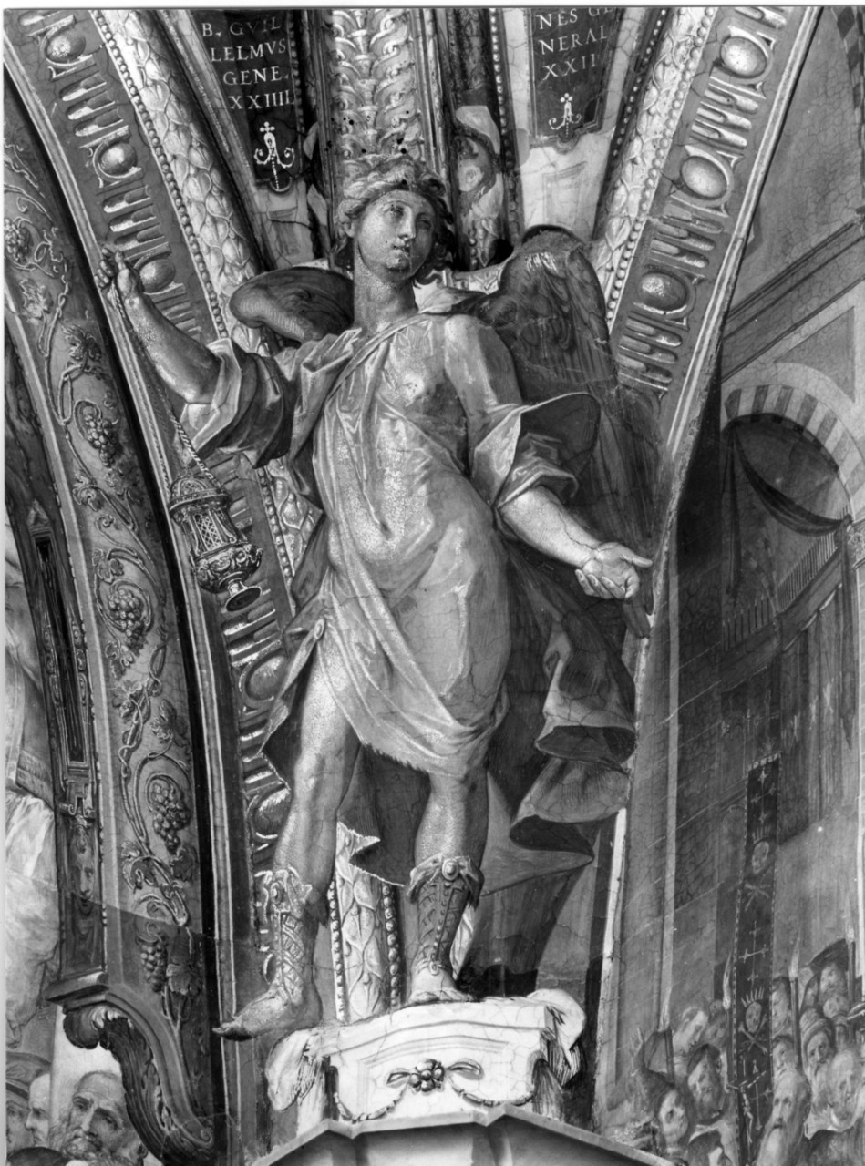 angelo con turibolo (dipinto murale) di Barbatelli Bernardino detto il Poccetti (fine sec. XVI)