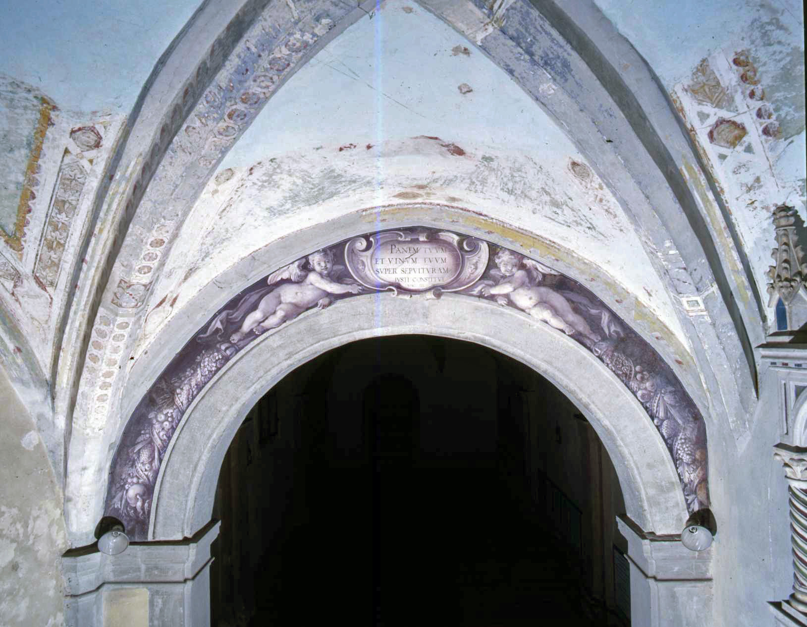 angioletti reggicartiglio (dipinto murale) di Barbatelli Bernardino detto il Poccetti (inizio sec. XVII)