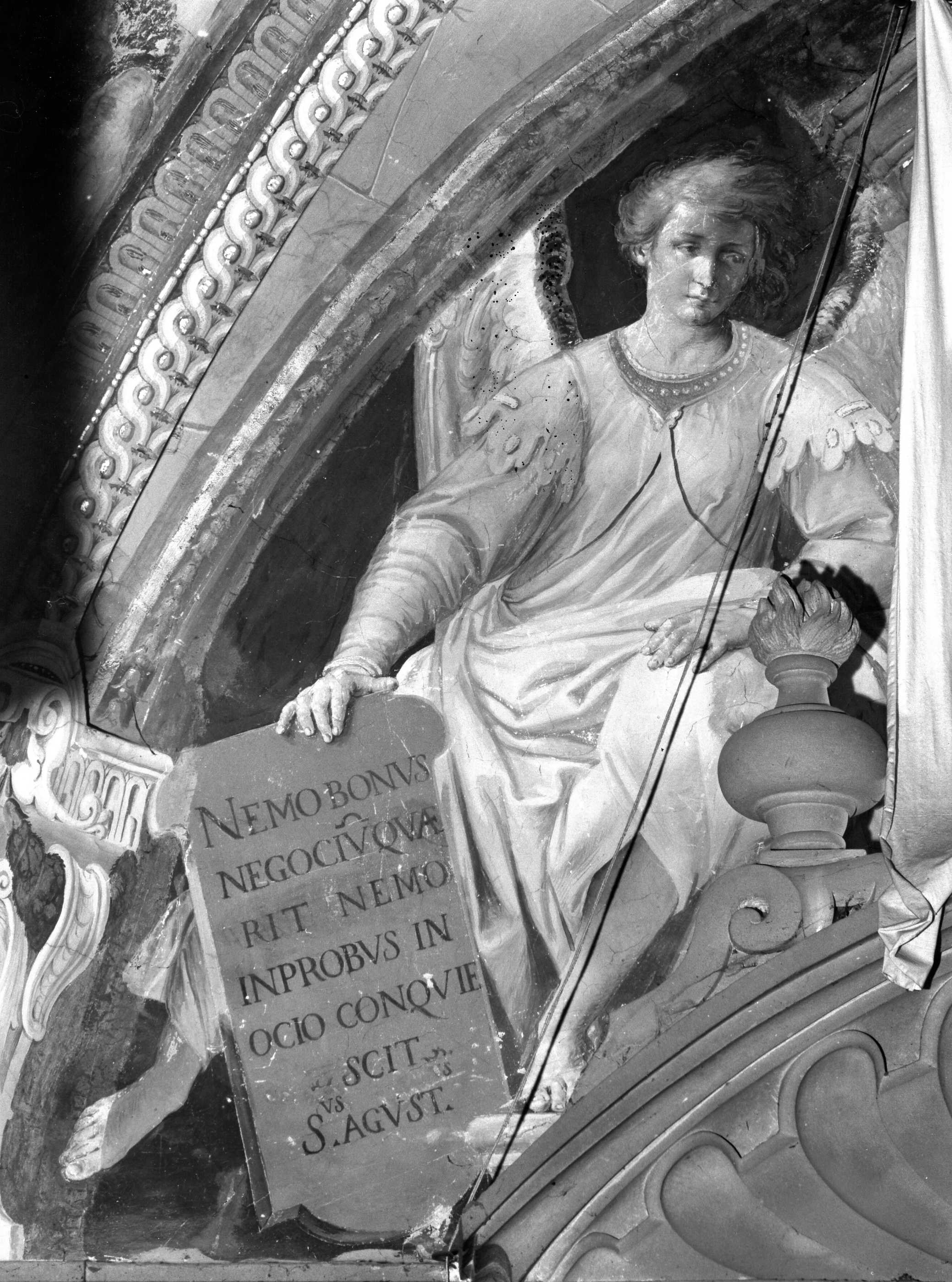 angelo con cartiglio (dipinto) di Martinelli Giovanni (prima metà sec. XVII)