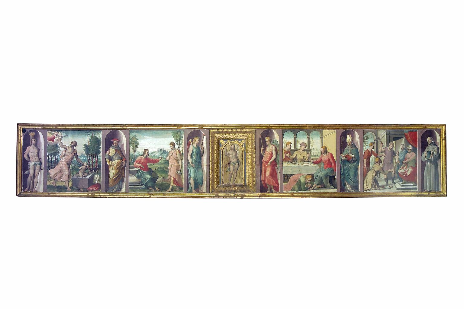 Scene bibliche e Santi (predella) di Neroni Bartolomeo detto Riccio (sec. XVI)