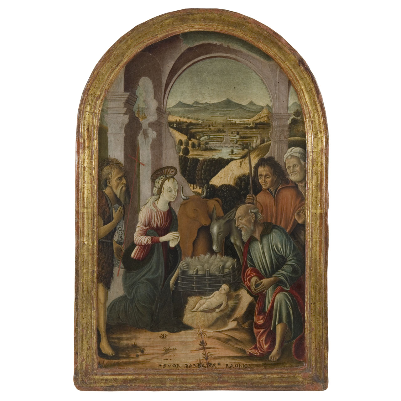 adorazione dei pastori con San Giovanni Battista (dipinto) di Orioli Pietro di Francesco (e aiuti) (sec. XV)