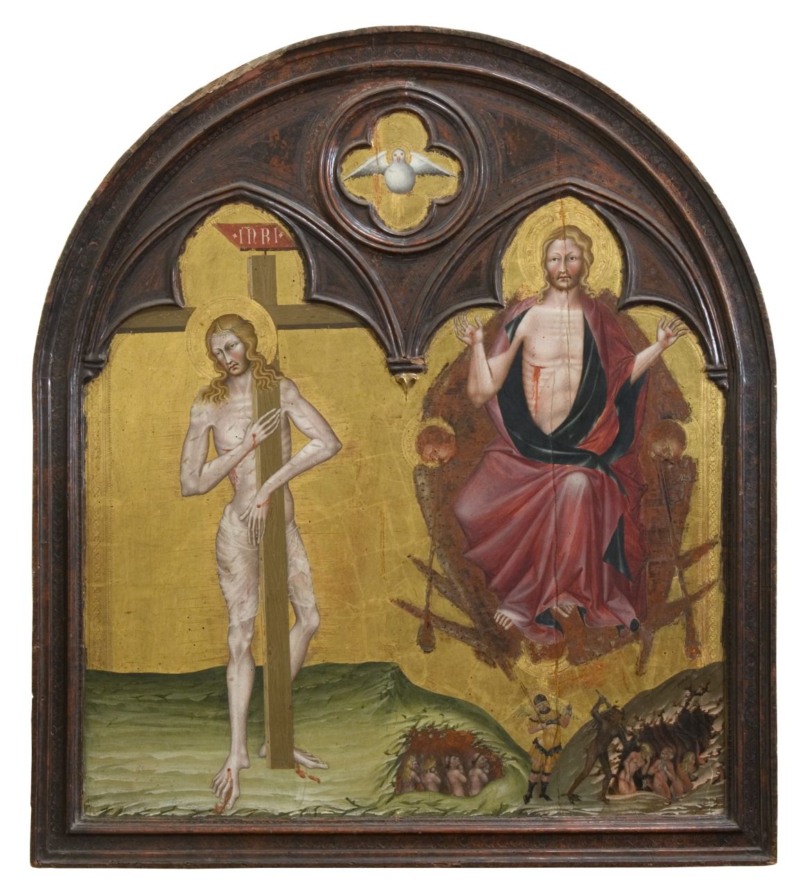 Cristo che abbraccia la croce e Cristo giudice (dipinto) di Giovanni di Paolo (sec. XV)