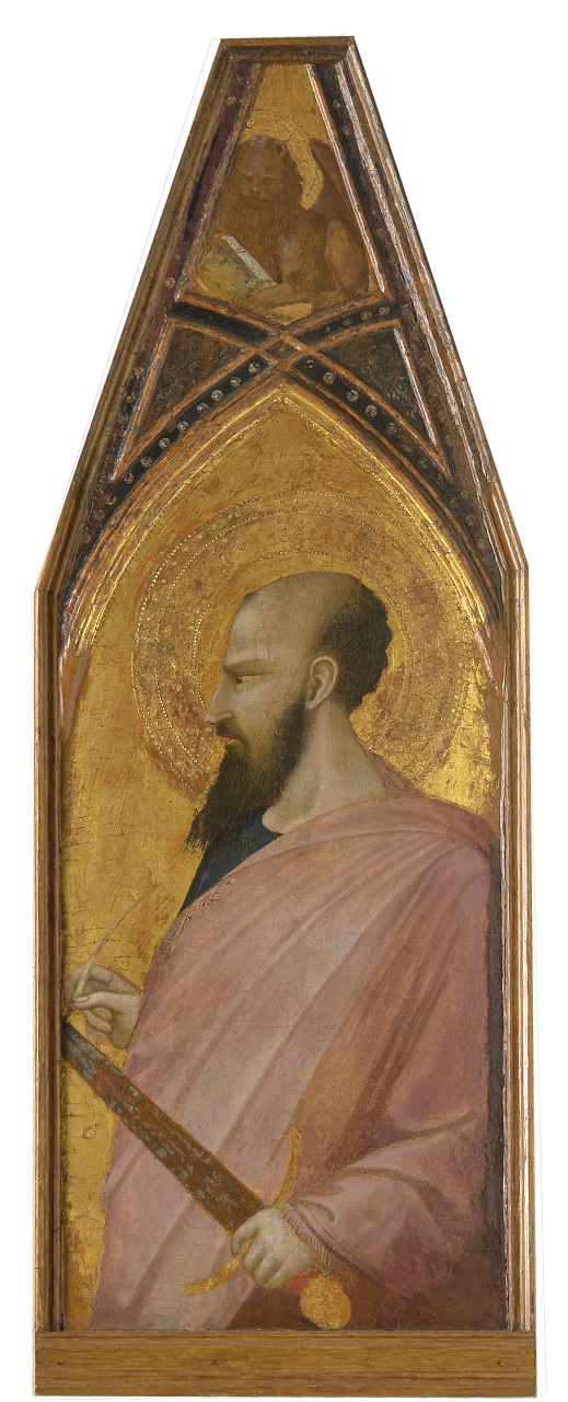 San Paolo/ simbolo di San Marco: leone (scomparto di polittico, elemento d'insieme) di Lorenzetti Ambrogio (sec. XIV)
