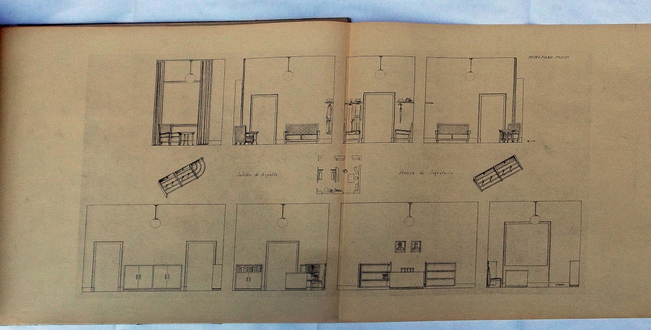 pianta della saletta d'aspetto e segreteria (disegno architettonico) di Tofani Dino (sec. XX)