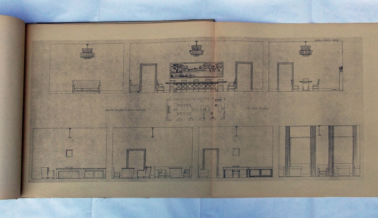 pianta della sala del Consiglio d'Amministrazione (disegno architettonico) di Tofani Dino (sec. XX)