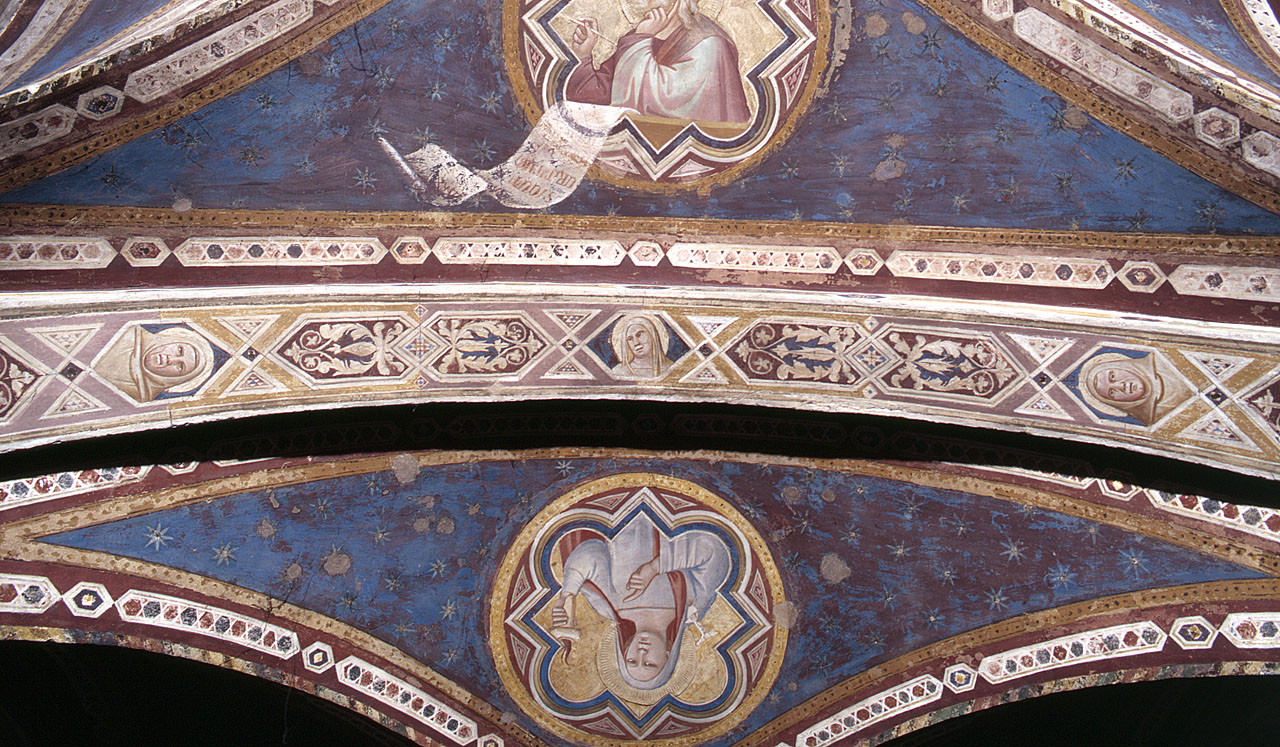 Santi vescovi, Santi monaci, Madonna, motivi decorativi (dipinto murale) di Gaddi Taddeo (secondo quarto sec. XIV)