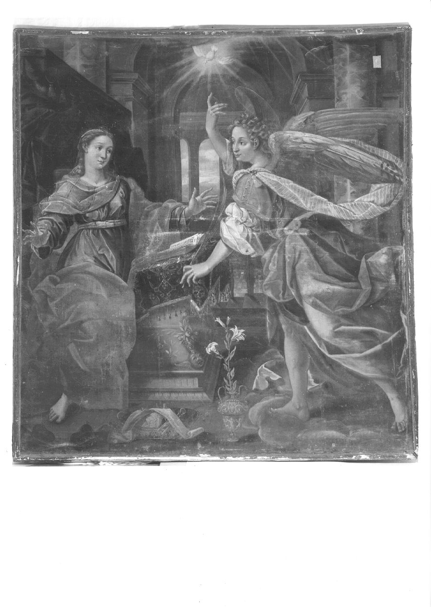 Annunciazione (dipinto, opera isolata) di Pietro Martino Fiammingo (fine/ inizio secc. XVI/ XVIII)