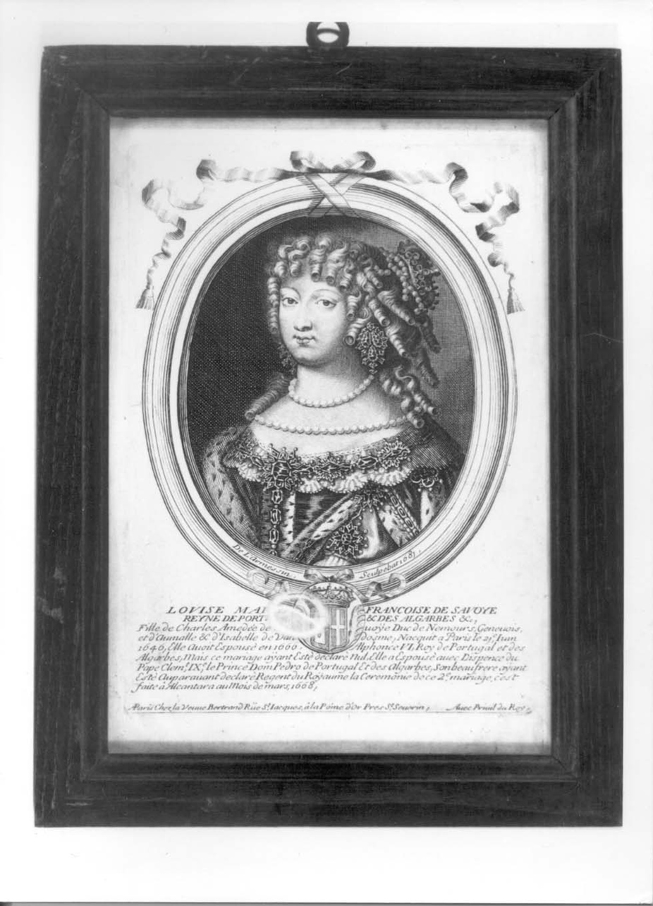 ritratto a mezzo busto di Luisa Maria Francesca di Savoia (stampa) di De Larmessin Nicolas (ultimo quarto sec. XVII)