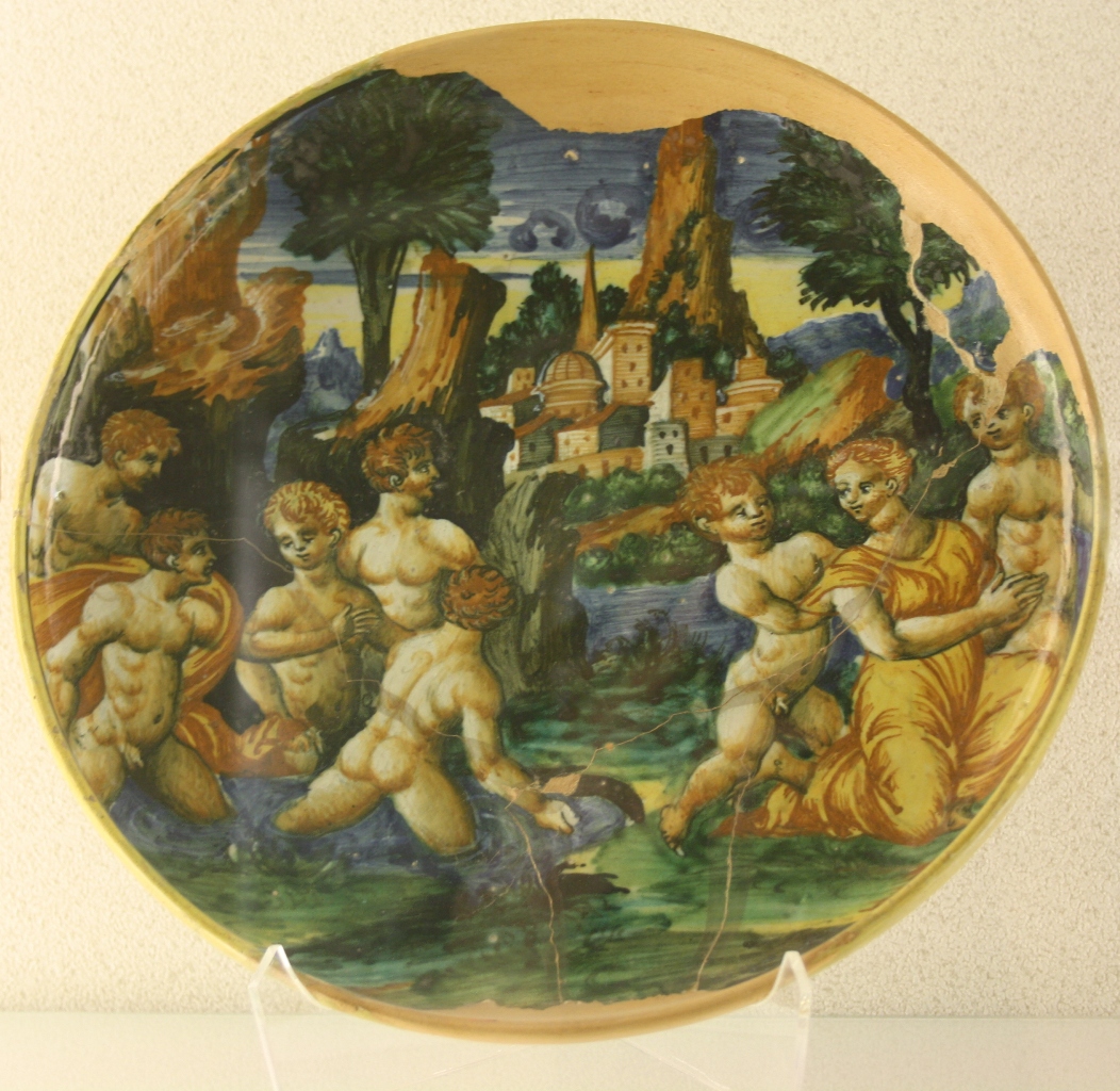 Latona con i piccoli Apollo e Diana (coppa) - bottega urbinate (sec. XVI)