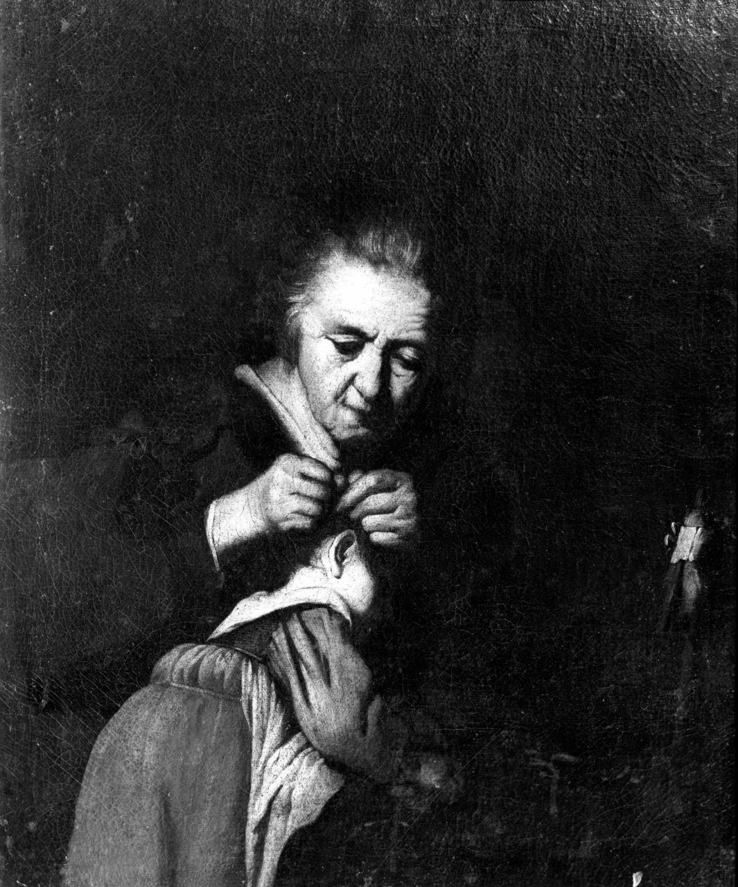 donna che spidocchia una bambina (dipinto, pendant) - ambito olandese (seconda metà sec. XVII)