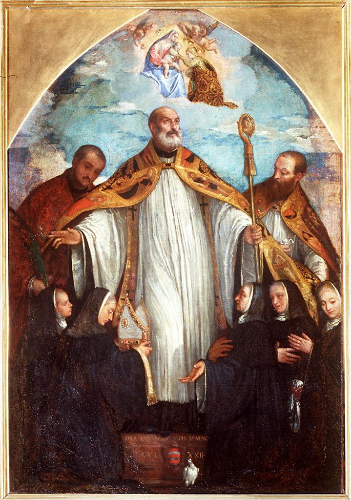 San Benedetto e Santi (dipinto) di Caliari Paolo detto Paolo Veronese (bottega) (sec. XVI)