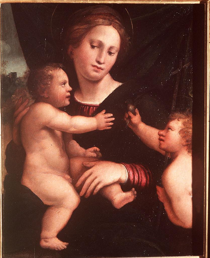 Madonna con Bambino e San Giovannino (dipinto) di Pupini Biagio detto Biagio dalle Lame (prima metà sec. XVI)