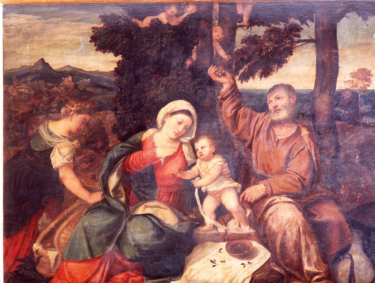 riposo nella fuga in Egitto (dipinto) di De Pitati Bonifacio detto Bonifacio Veronese (sec. XVI)