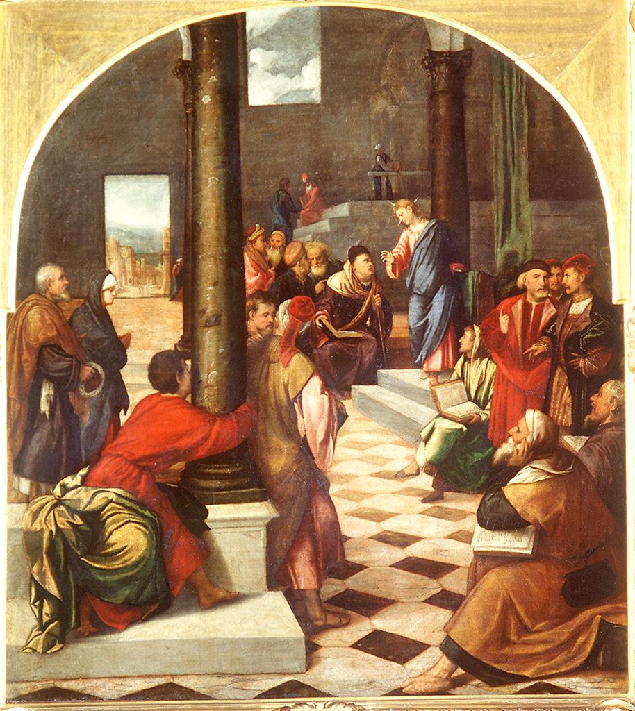 disputa di Gesù con i dottori nel tempio (dipinto) di De Pitati Bonifacio detto Bonifacio Veronese (secondo quarto sec. XVI)