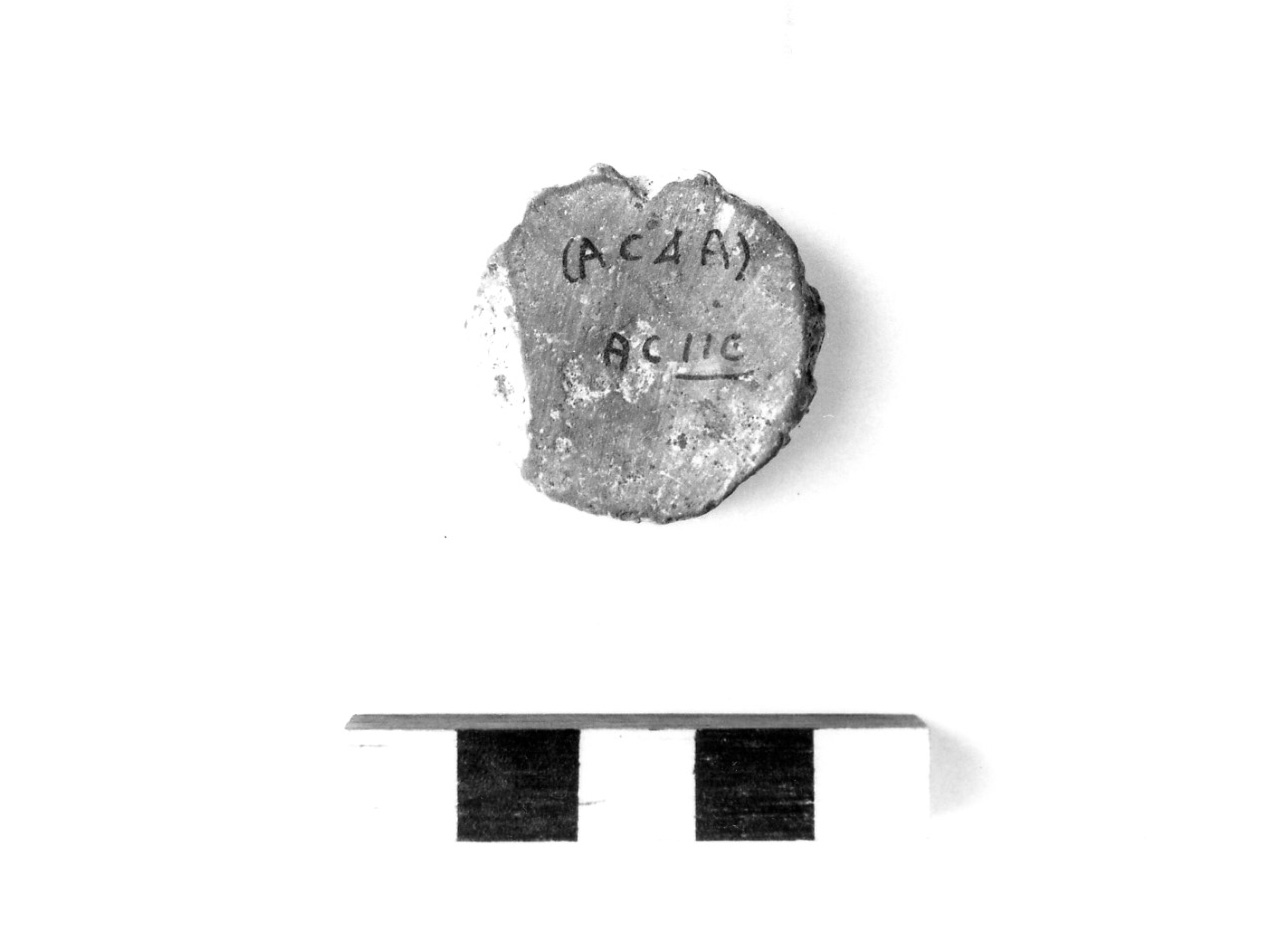 piastrina circolare - civiltà protovillanoviana/ età del bronzo finale (sec. X a.C)