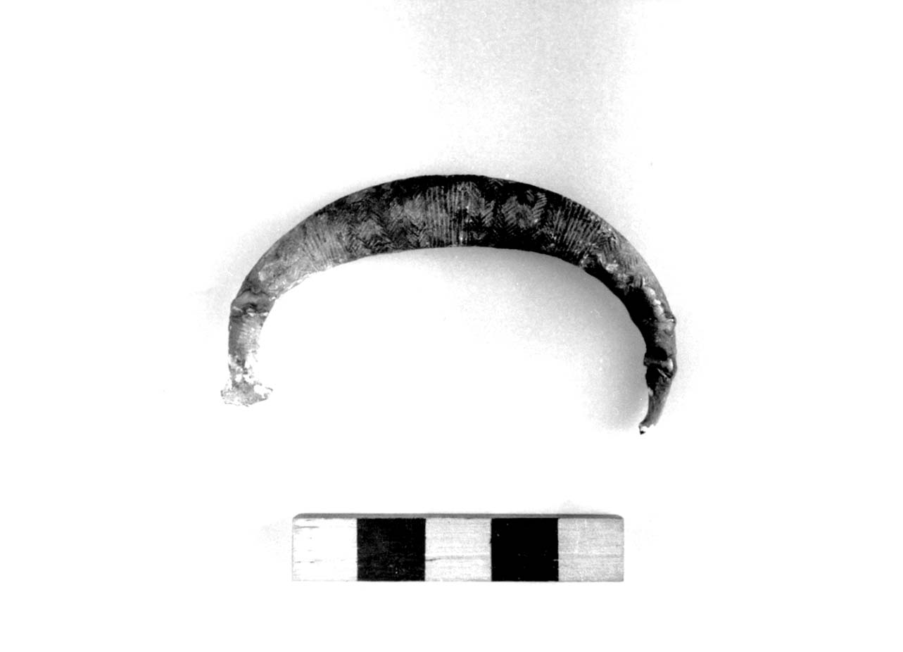 fibula ad arco ingrossato e ribassato - civiltà villanoviana-fase II (sec. VIII a.C)