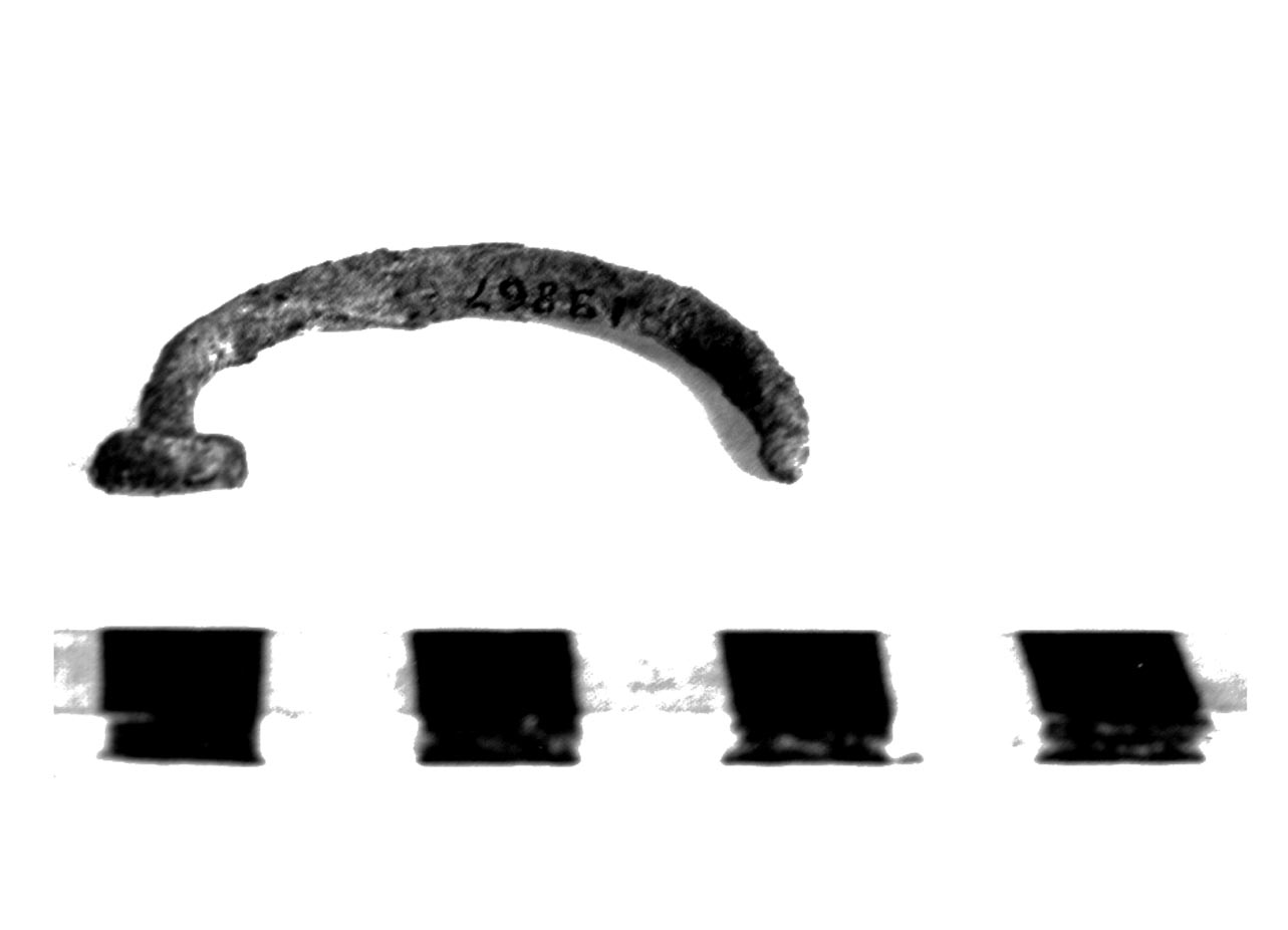 fibula ad arco ingrossato - civiltà villanoviana-fase II (seconda metà sec. VIII a.C)