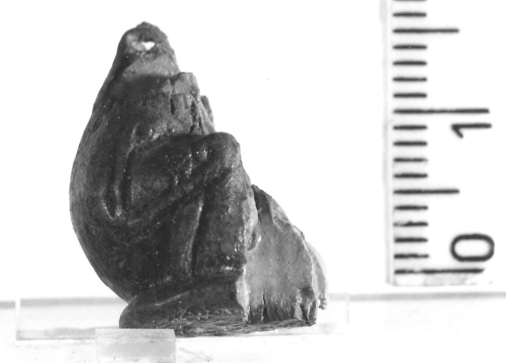 scimmia accovacciata (pendaglio) - Piceno III (secc. VII-VI a.C)