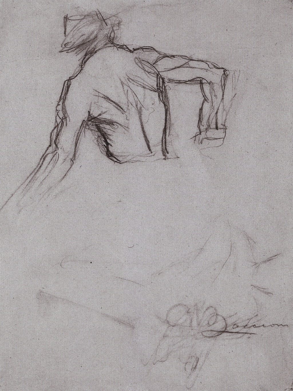 Testa e torso nudo, Corpo umano (disegno, opera isolata) di Boccioni Umberto - ambito italiano (primo quarto XX)
