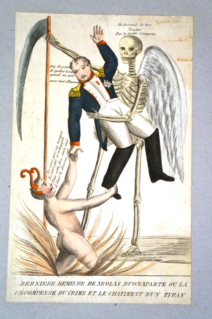 Ultima dimora di Nicola Buonaparte o la ricompensa del crimine e il castigo di un tiranno, Napoleone (stampa) - ambito francese (primo quarto sec. XIX)
