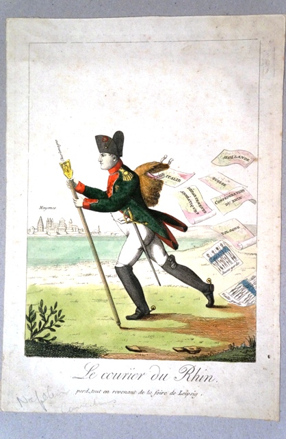 Il corriere del reno perde tutto tornando dalla fiera di Lipsia, Napoleone (stampa) - ambito francese (primo quarto sec. XIX)