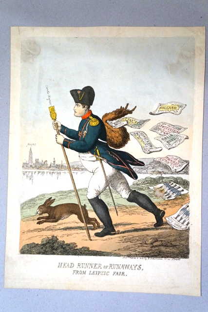 Capo corriere dei fuggiaschi, dalla fiera di Lipsia, Napoleone (stampa) di Rowlandson Thomas (primo quarto sec. XIX)