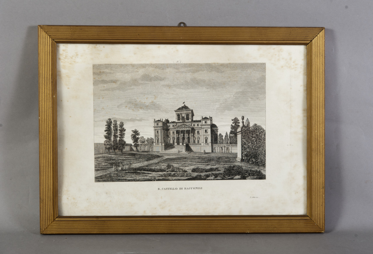 Veduta del Castello Reale di Racconigi (stampa) - ambito piemontese (sec. XIX)