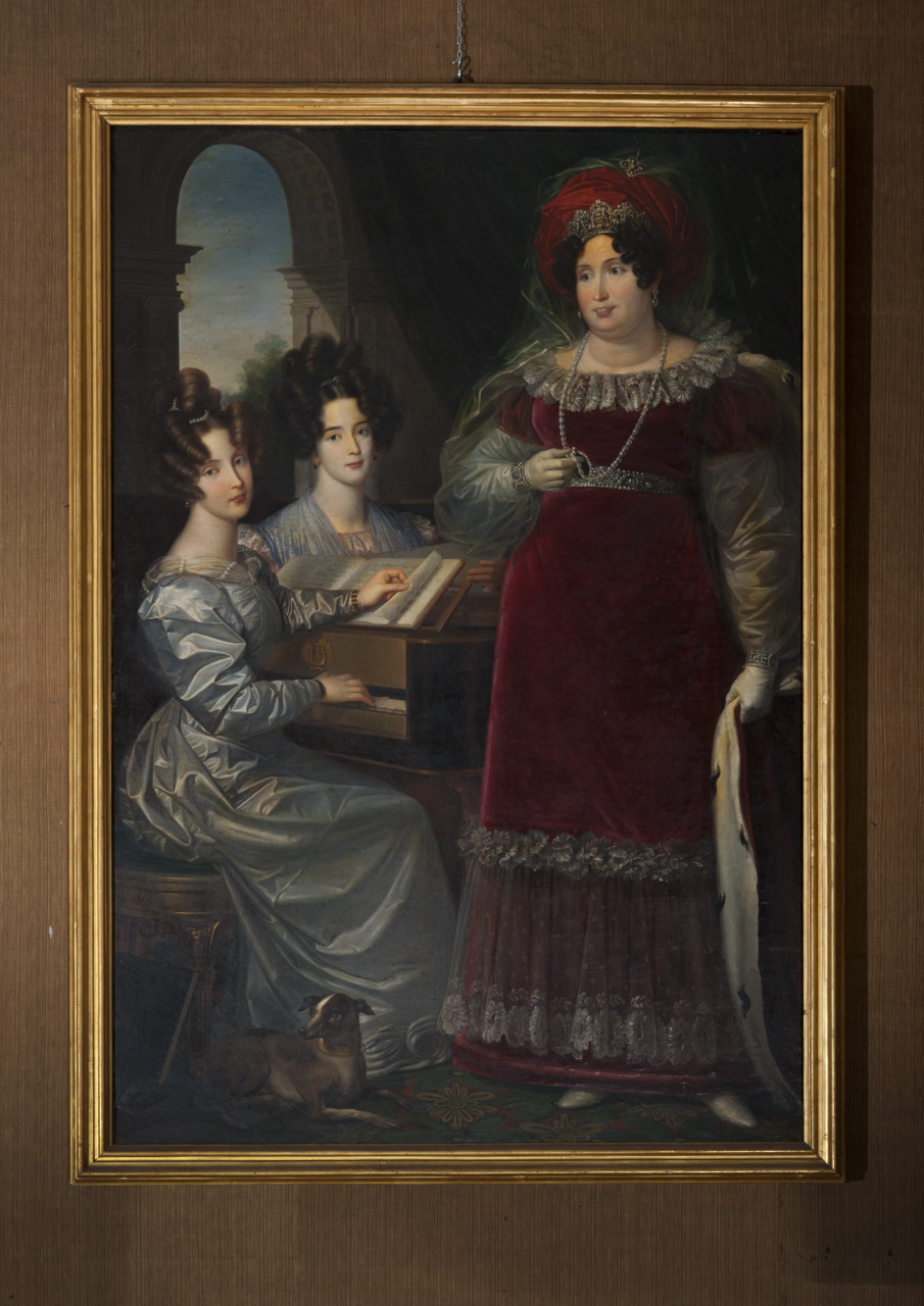 Ritratto della contessa di Villafranca con le fiiglie (dipinto, opera isolata) - ambito italiano (primo quarto sec. XIX)
