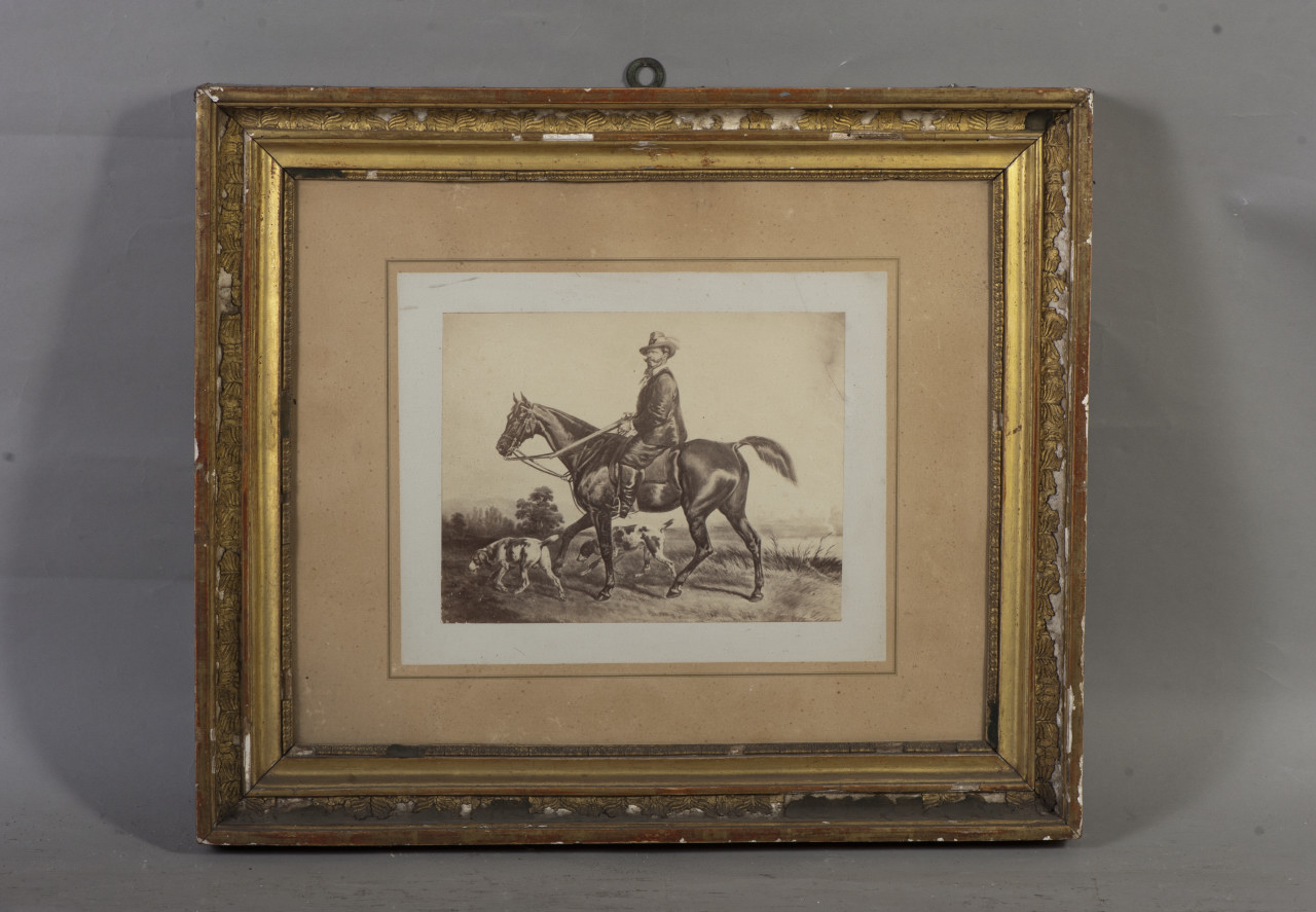 ritratto equestre di Vittorio Emanuele II Re d'Italia (stampa) - ambito piemontese (seconda metà sec. XIX)