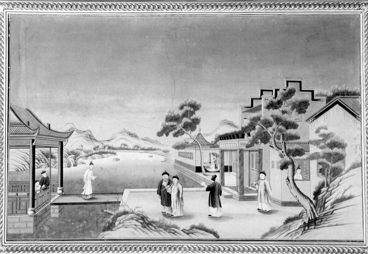 scena di vita cinese (dipinto) - ambito cinese (seconda metà sec. XVIII)