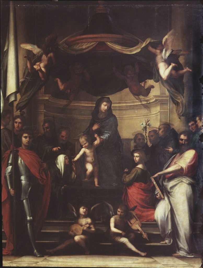 Pala Pitti o La Madonna dell'armato, Madonna in trono con Bambino e Santi (dipinto) di Porta Bartolomeo della detto Fra Bartolomeo (e aiuti) (primo quarto sec. XVI)