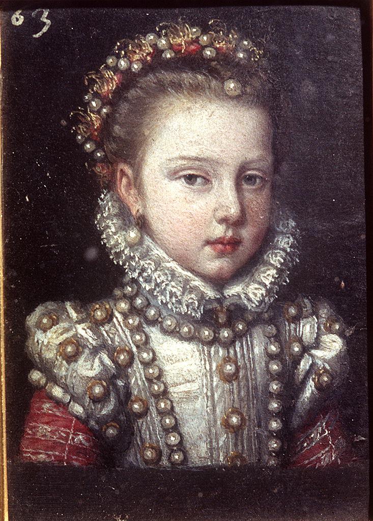 ritratto di Caterina di Spagna (miniatura) di Sánchez Coello Alfonso (sec. XVI)