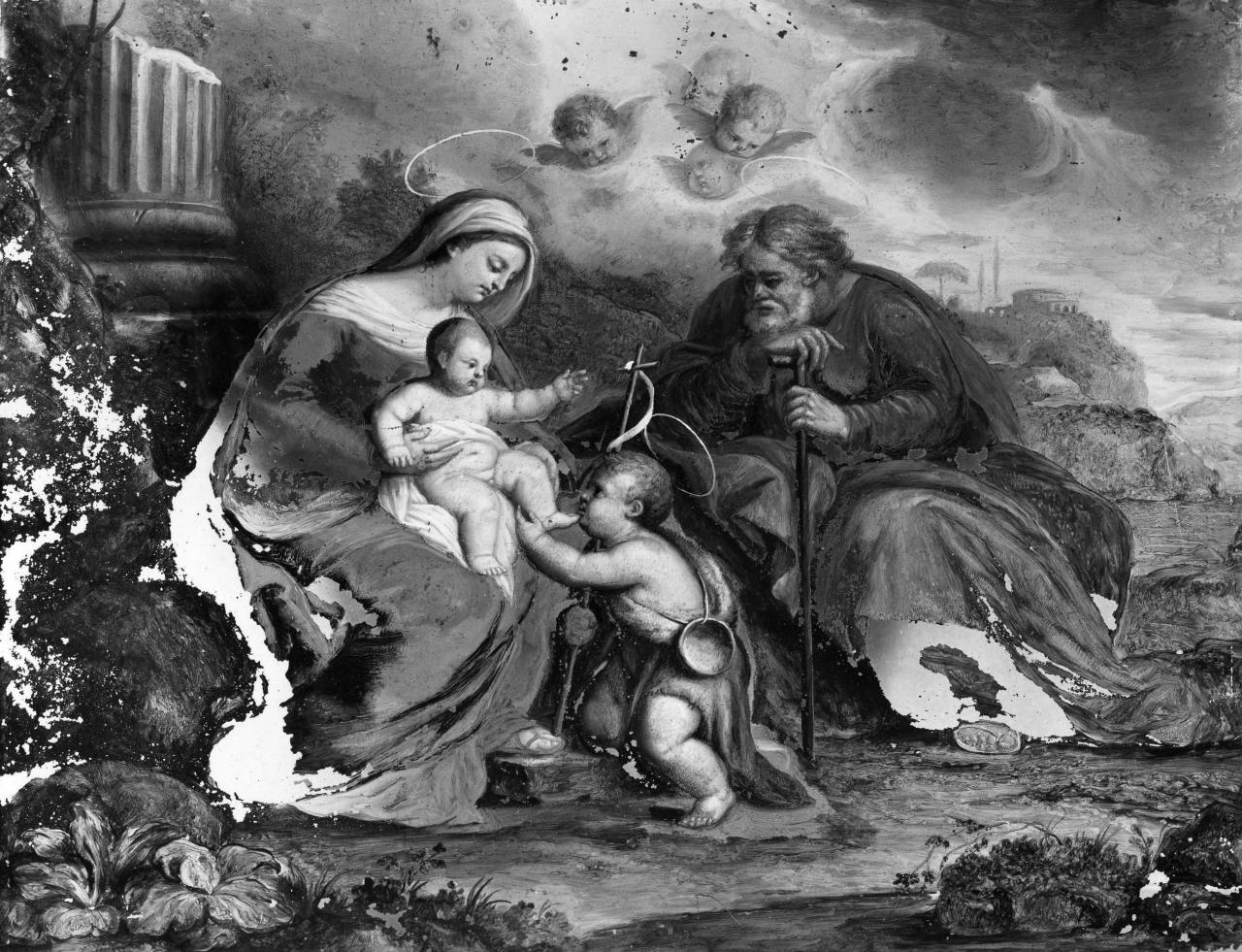 Sacra Famiglia con San Giovanni Battista bambino (dipinto) di Giordano Luca (sec. XVIII)