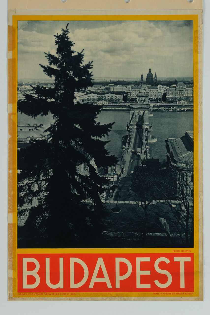 veduta del Ponte delle Catene a Budapest (manifesto) di Dulovits - ambito ungherese (metà sec. XX)