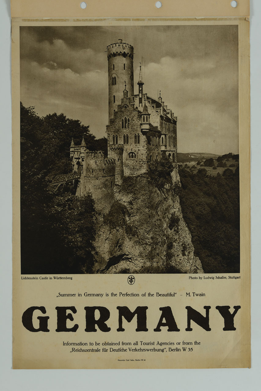 veduta del castello di Lichtenstein (manifesto) di Schaller Ludwig - ambito tedesco (sec. XX)