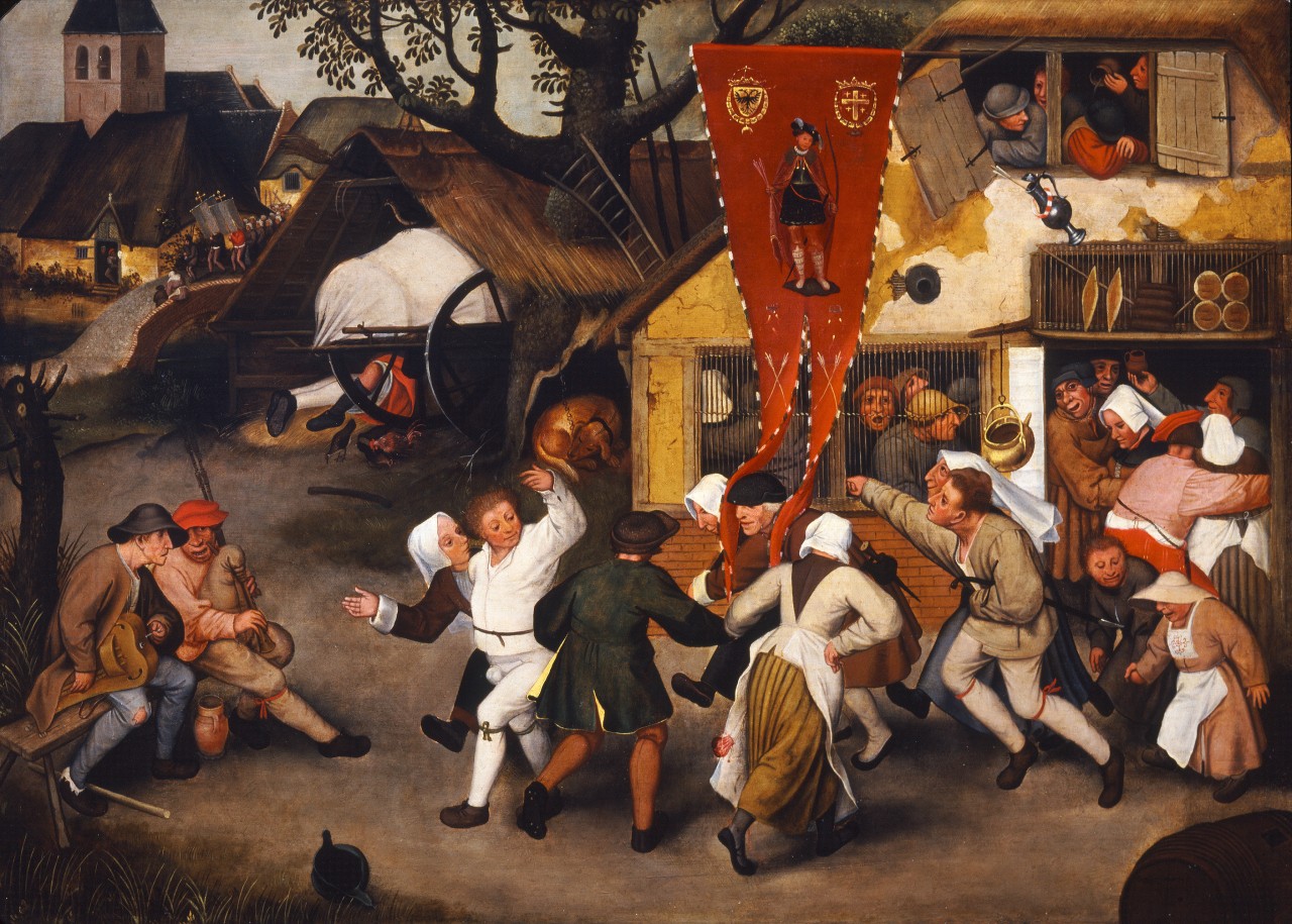 La fiera di San Giorgio, scena paesana (dipinto) di Brueghel Pieter il Giovane (cerchia) (sec. XVI)
