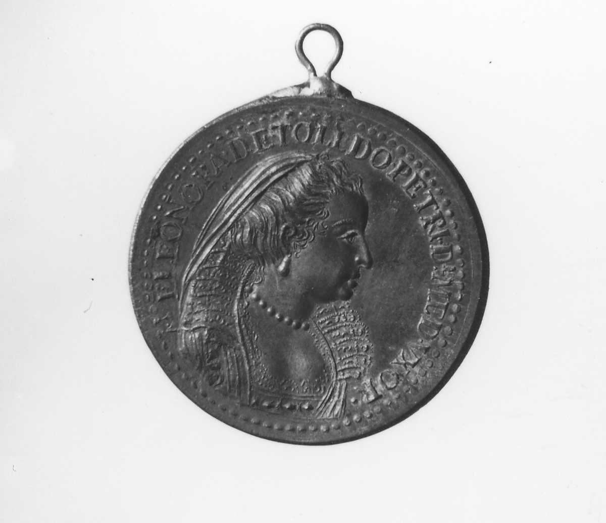 ritratto di Leonor Alvarez de Toledo y Colonna; girasole (medaglia) - ambito fiorentino (sec. XVI)