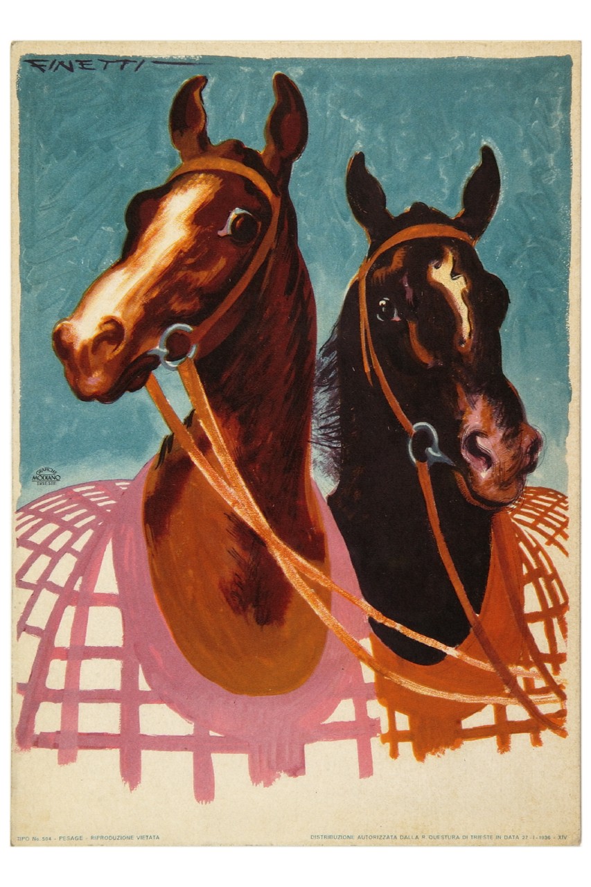 coppia di cavalli (locandina) di De Finetti Gino (sec. XX)