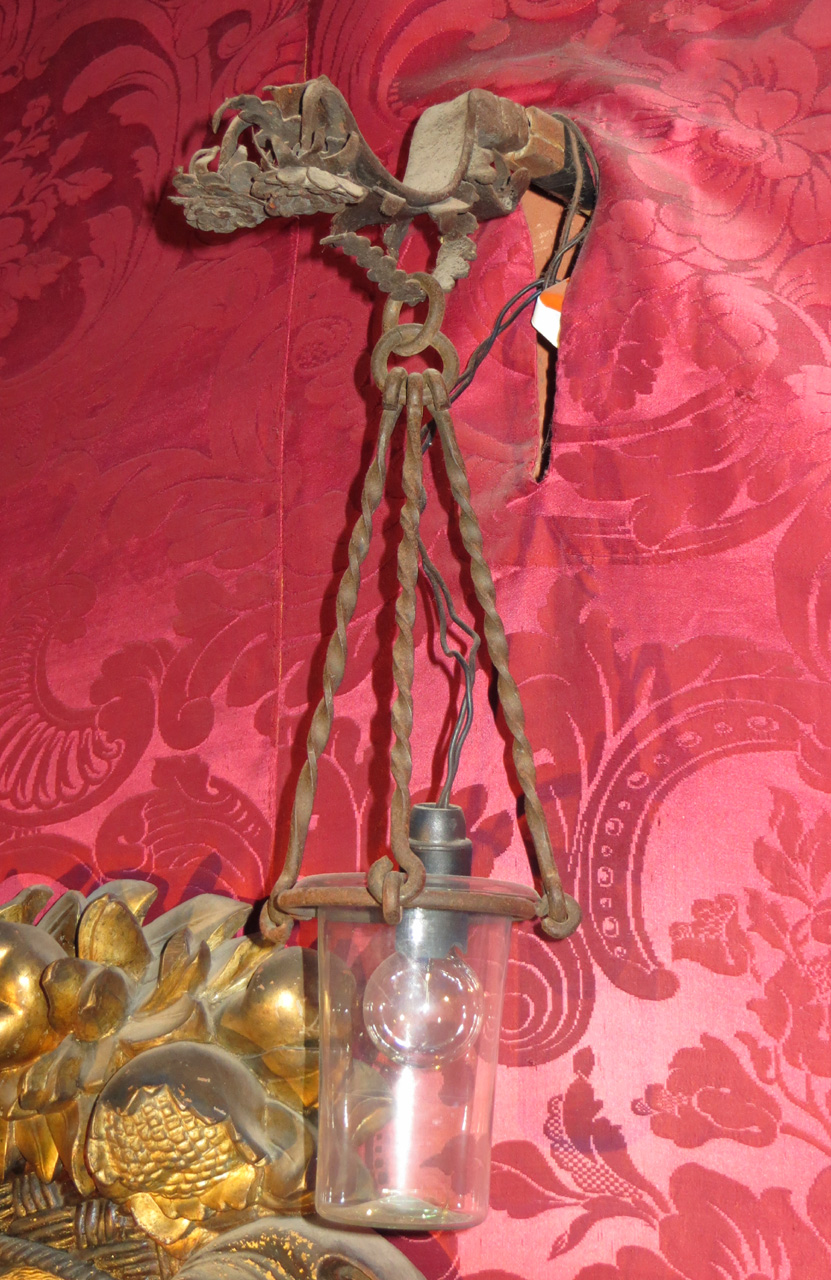 lampada pensile - bottega marchigiana, manifattura tosco-emiliana (sec. XX)