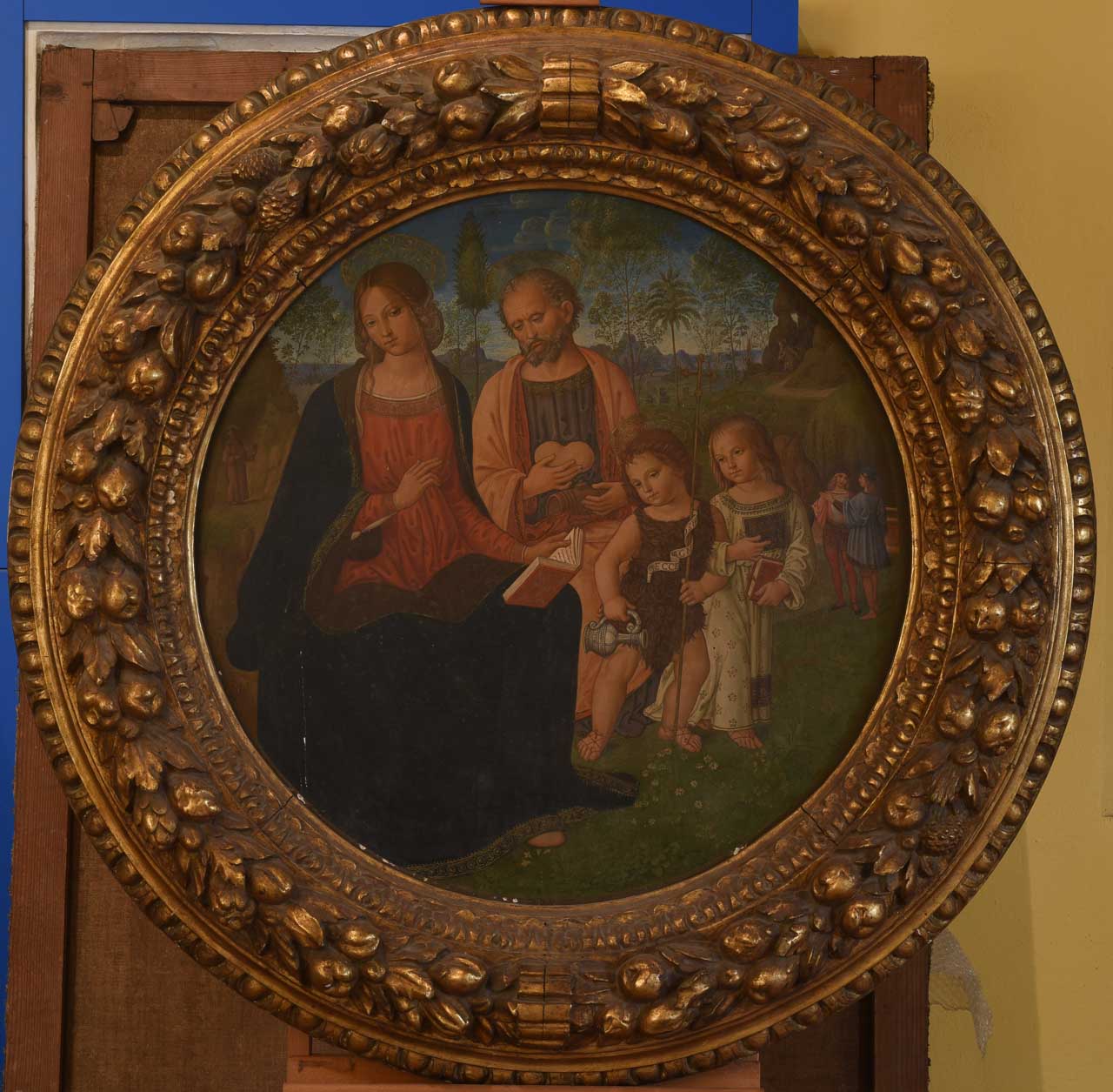 Sacra Famiglia con San Giovanni Battista bambino (dipinto) - ambito senese (sec. XIX)