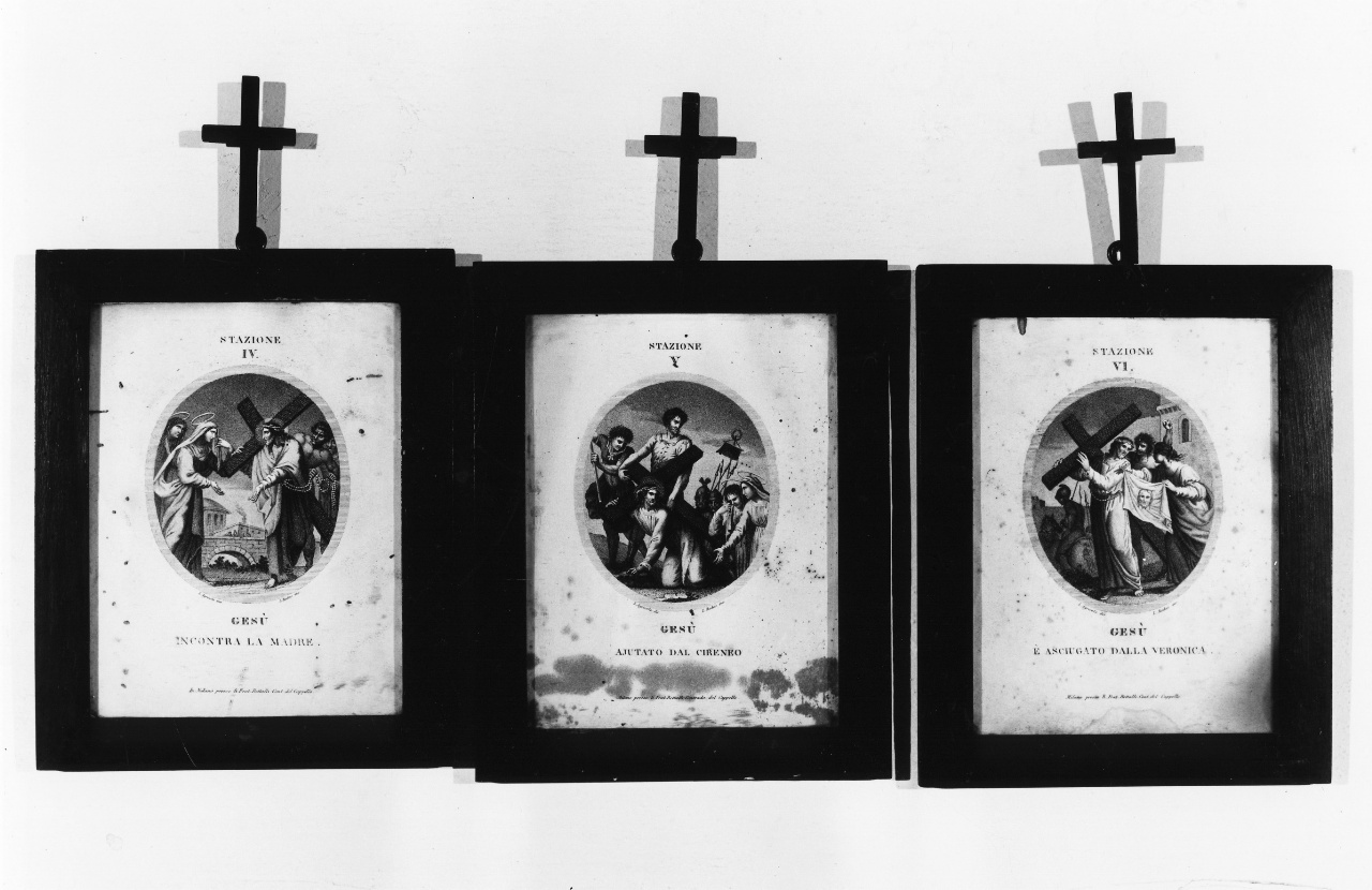 stazione VI: Gesù asciugato dalla Veronica (stampa) di Rados Luigi, Agricola Luigi (sec. XIX)