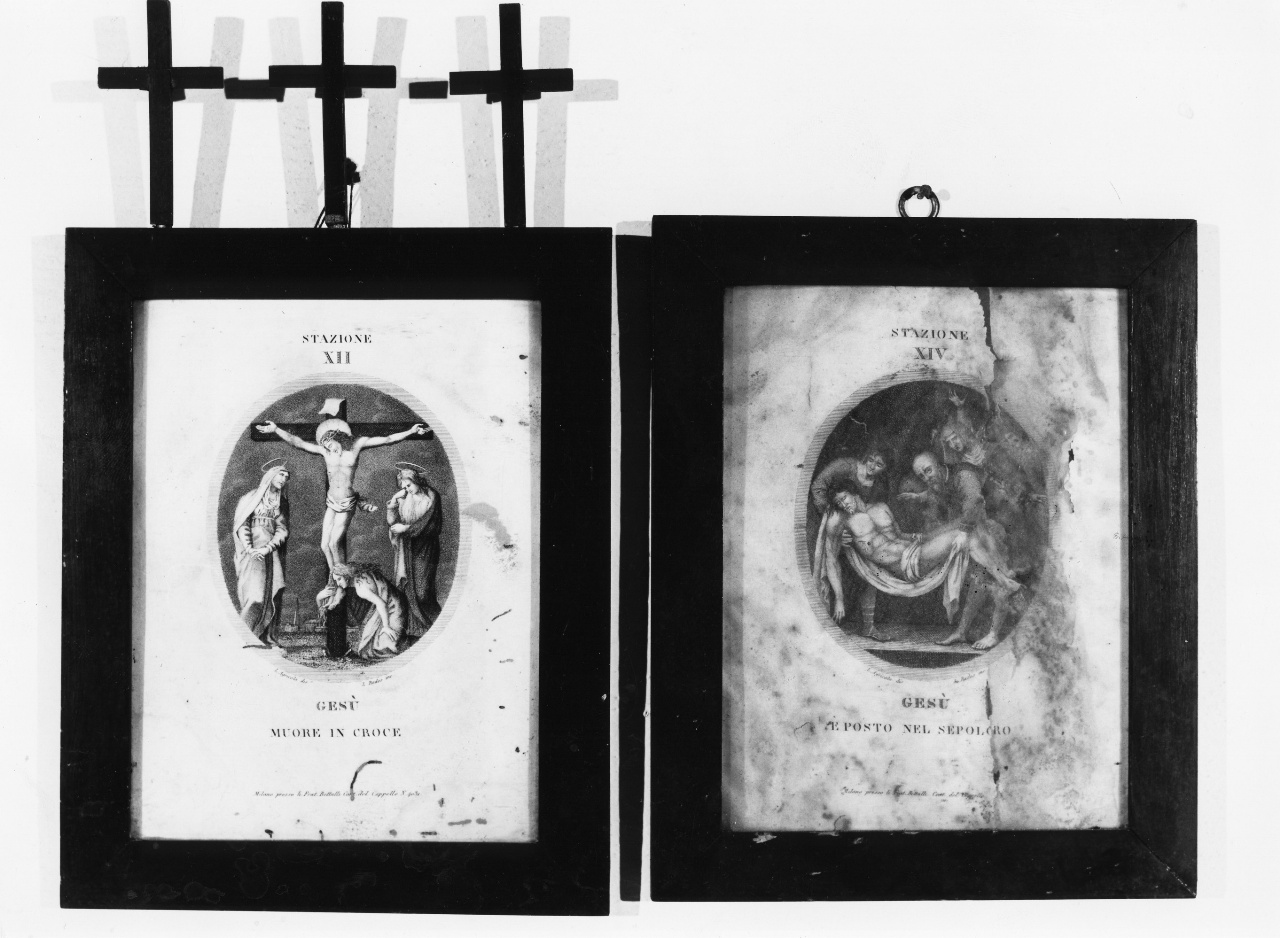 stazione XII: Gesù innalzato e morto in croce (stampa) di Rados Luigi, Agricola Luigi (sec. XIX)