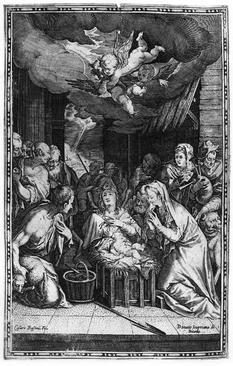 adorazione dei pastori (stampa smarginata) di Supriano Donato, Bassano Cesare (prima metà sec. XVII)