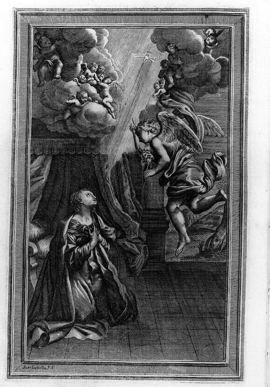 Annunciazione (stampa) di Piccini Elisabetto detta Suor Isabella (primo quarto sec. XVIII)